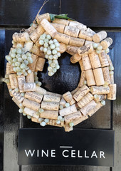 decorative cork wreath with plastic grapes