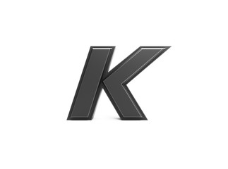 3d render isolated metallic letter k