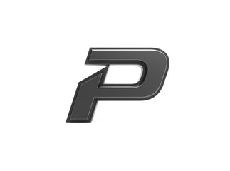3d render isolated metallic letter p