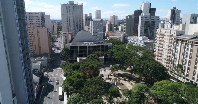 theater Gua&iacute;ra in Curitiba downtown in front of a square with trees