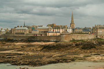 Saint-Malo, France, August, 2008, Old french town in overcast day