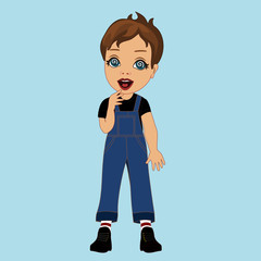 boy that is expressing overwhelming joy with wide smile and hypnotized spiral eyes, simple colored emoticon, vector emoji in color, funny cartoon character