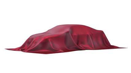 Auto unter einem roten Tuch