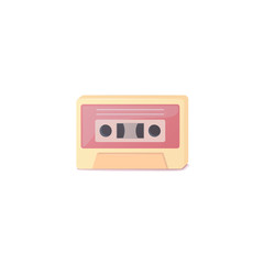 isometric audio tape. colorful flat vector illustration. classic cassette. vintage music. isolated on white background