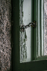 Old rustic vintage timber window lock
