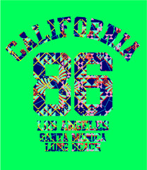 California print embroidery graphic design vector art