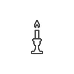 Candelabra with candle line icon. linear style sign for mobile concept and web design. Burning candle outline vector icon. Symbol, logo illustration. Vector graphics
