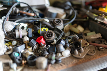 small trash on the desktop in the workshop