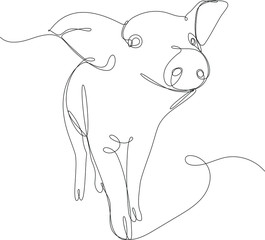 maialino disegnato a singola linea continua