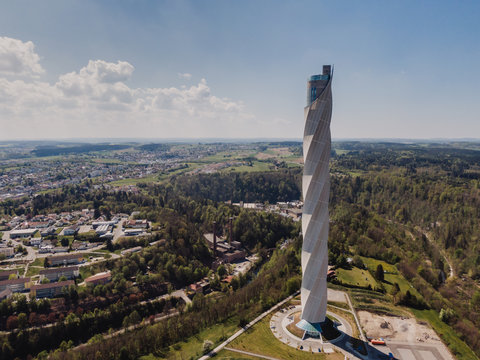 Aerial Drone Shot of Rottweil, Germany on a sunny day
