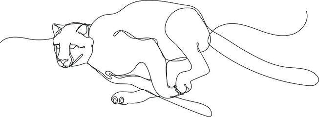 ghepardo in corsa disegnato a singola linea continua