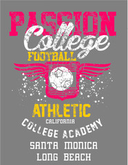 Naklejka premium College soccer ball print embroidery graphic design vector art