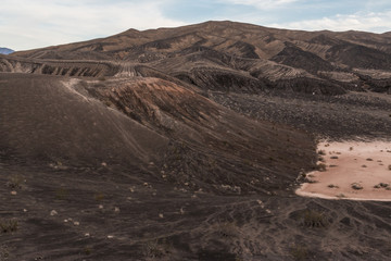 Volcanic Sediments Cover The Hills Surrounding Ubehebe Crater, Death Valley National Park, California, USA