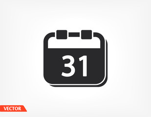 calendar icon. Vector Eps 10 month date 31 illustration Flat Design