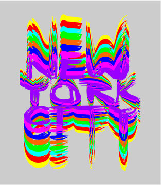 New york city tshirt print and embroidery graphic design vector art