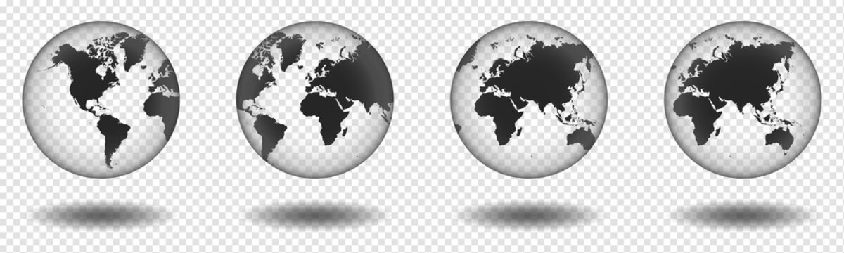 Eath globe set. Transparent.