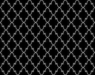 Abstract geometry pattern in Arabian style. Seamless vector background. White and black graphic ornament. Simple lattice graphic design