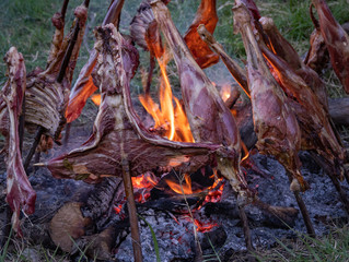 Meat on open fire 