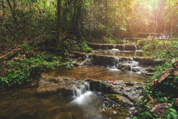 Landscape photo, Huay Ton Phung Waterfall, beautiful waterfall in deepforest at Phayao province, Thailand