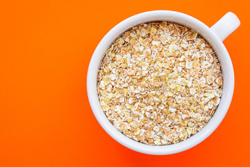 oat flakes cereals oatmeal Menu concept. food background. top view copy space for text keto or paleo diet