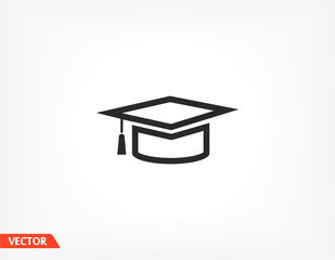 Graduation cap icon in trendy flat style isolated on background. Education symbol for your web design, logo, user interface. Vector illustration, EPS10.