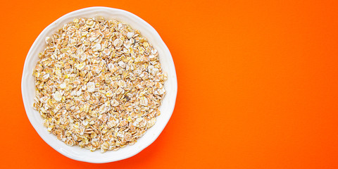 oat flakes cereals oatmeal Menu concept. food background. top view copy space for text keto or paleo diet