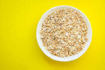 oat flakes cereals oatmeal Menu concept. food background. top view copy space for text keto or paleo diet