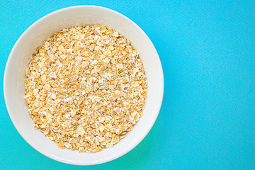 oat flakes cereals oatmeal Menu concept. food background. top view copy space for text keto or paleo diet