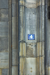 Street number on the Cathedral Church of Saint Peter in Cologne, Germany