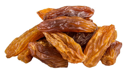 Raisins isolated on white background with clipping path