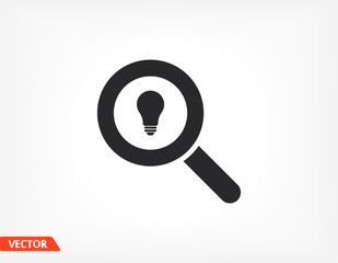 Search light icon. Vector Eps 10. search magnifying, inside light bulb inserted Flat Design.