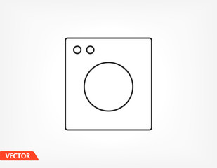 Washing machine black vector icon line linear style on the background. Best icon 10 eps illustration