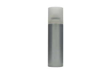 Closed aerosol spray metal bottle can isolated on white background with clipping path hairspray
