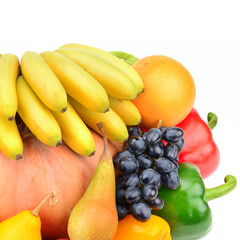 Fruits and vegetables isolated on a white background.