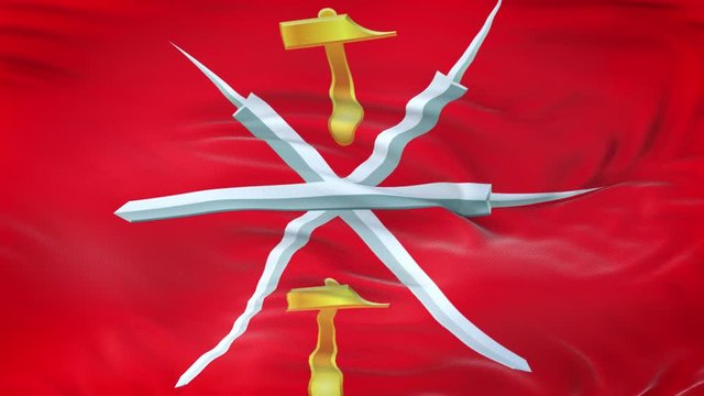 Tula oblast (federal subject of Russia) flag waving in the wind with highly detailed fabric texture. 3d