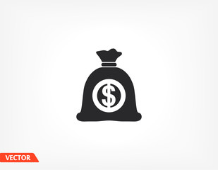 Money bag icon. bag with money. cash deposited Vector EPS 10. Flat Design