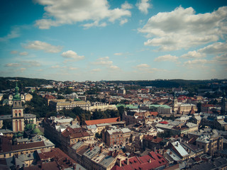 Lviv city Ukraine aerial view