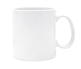 White ceramic mug isolated on white background with clipping path