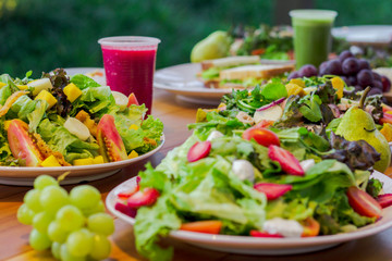 Salads with fruits, natural food