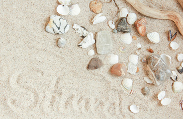 Fototapeta na wymiar Strand Sand Hintergrund Text 