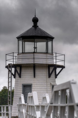 Doubling Point Lighthouse Close Up of Walkway and Light in Mist