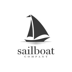 Silhouette of Dhow logo design, Traditional Sailboat from Asia / Africa