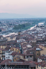 Aerial view of Arno river at Sunset