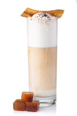 Coffee cocktail with cream and spices isolated on white