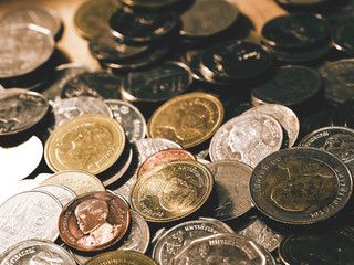 lots of thai coins money for background