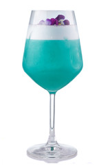 Turquoise alcohol cocktail in vintage glass isolated on white