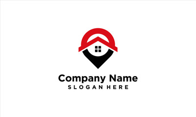 combination home and location logo design