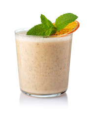 Healthy fruit smoothie in glass isolated on white