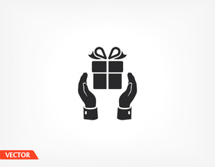 in the hands of a gift. hand and drawer vector graphics. celebration. hands. The design is stylish. work for your site. 10 eps