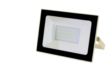 Powerful LED floodlight for outdoor installation. Isolated on a white background.